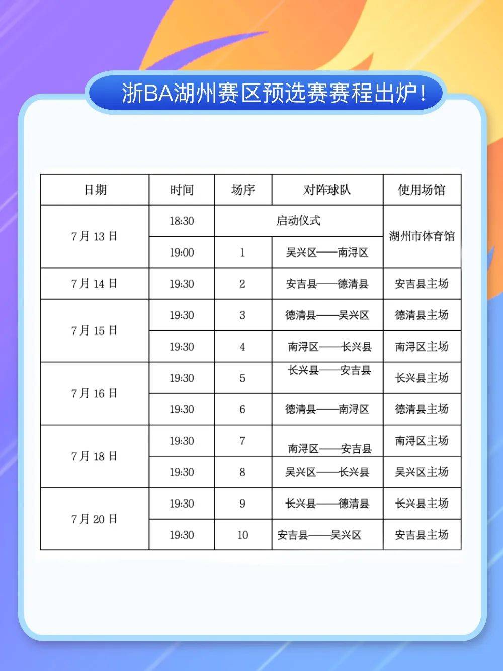 赛程出炉！本周日首战